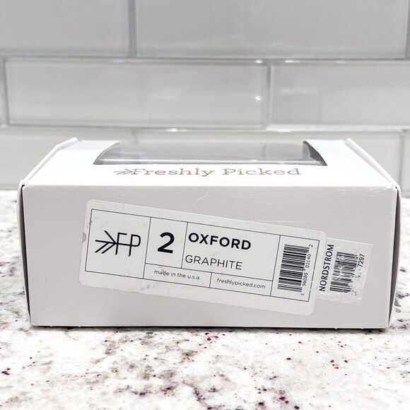 Brand New in Box! Freshly Picked Graphite Oxford Soft Sole Baby Crib Shoe Size 2 - Picture 2 of 4